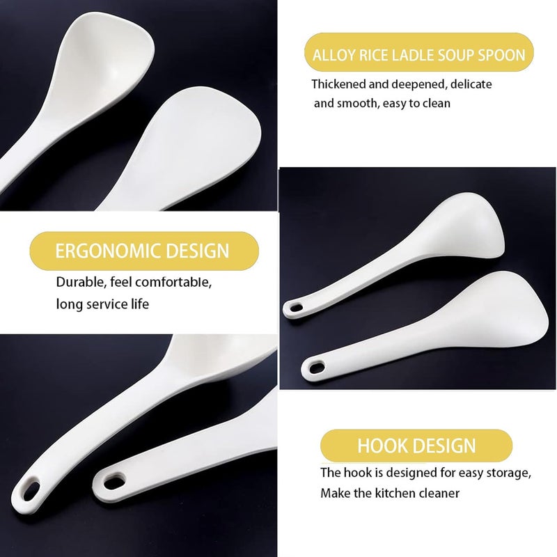 Comicfs ملعقة أرز 2 قطعة، ملعقة حساء، ملعقة أرز مقاومة للحرارة وغير لاصقة، ملعقة تقديم للأرز، ملعقة طهي الأرز، ملعقة تقديم للحبوب، حساء، بطاطس مهروسة (بيج) - Image 3